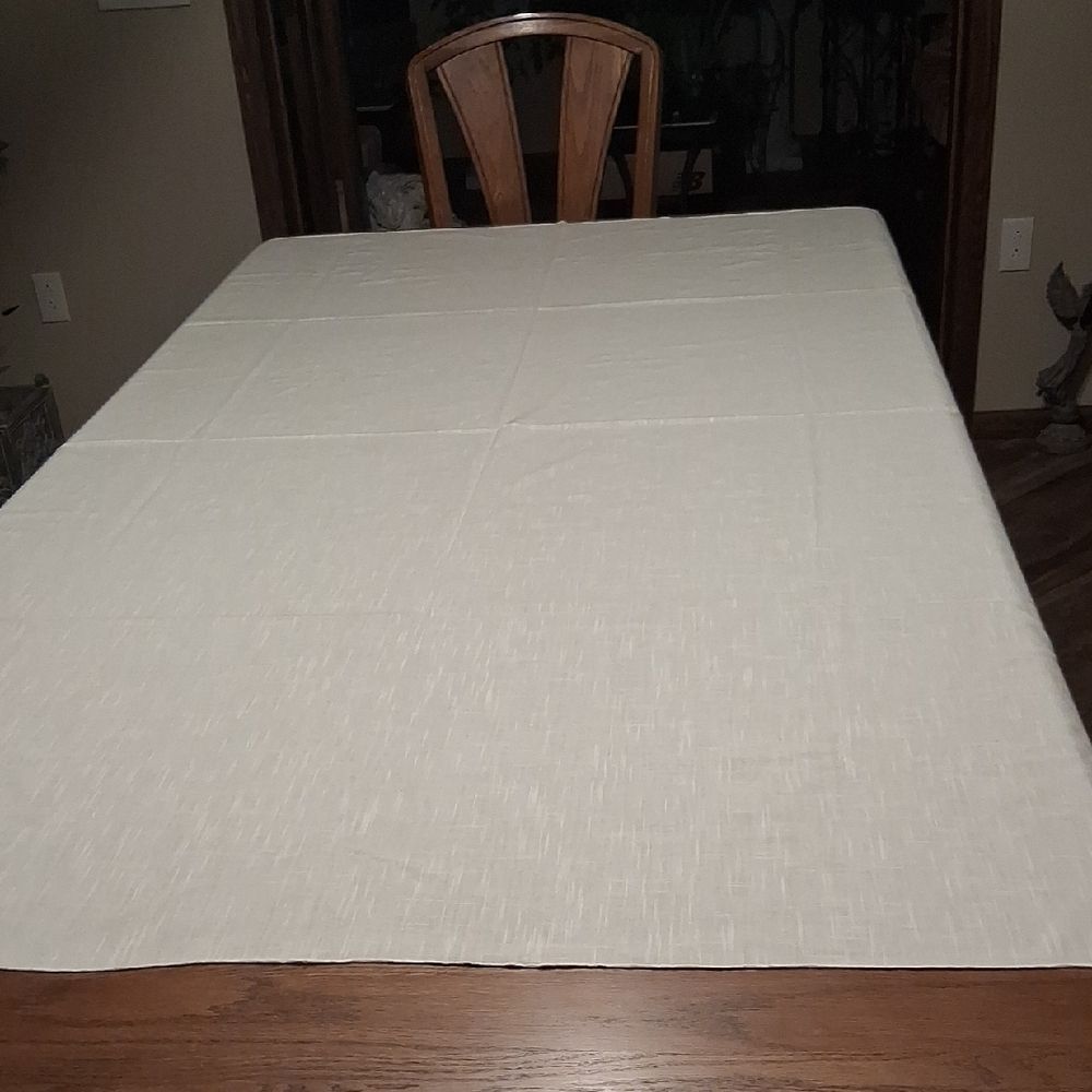 Cotton-linen 84" X 59" Rectangle Cream (2 available) Tablecloths‎